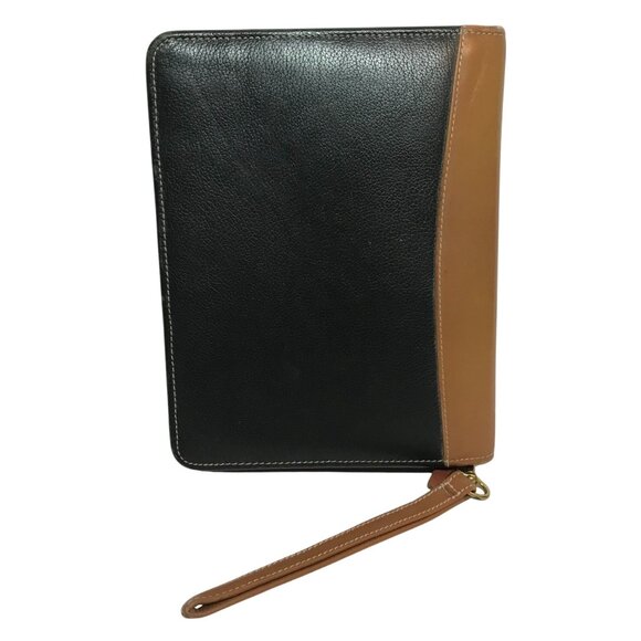 Vintage Franklin Quest 7 Ring Cowhide Leather Zip Binder Planner Cover Black USA - Picture 2 of 13